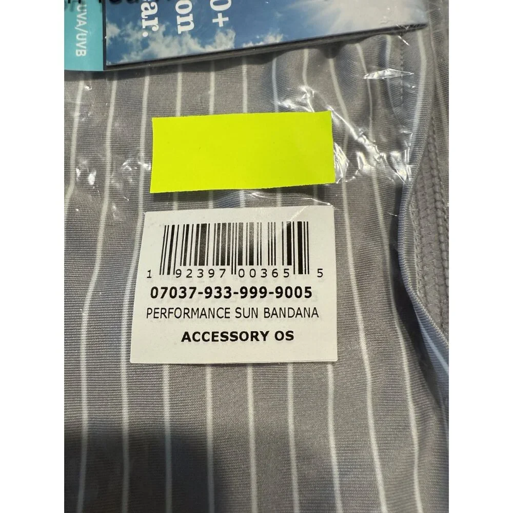 NWT Coolibar Virasana Performance Sun Grey White Stripe Bandana One Size OS